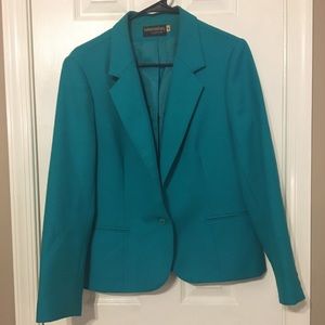 Turquoise blazer. Unique piece for work wardrobe.